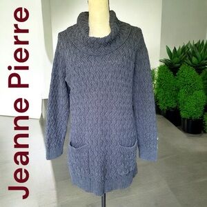 Jeanne Pierre Woman-size 1X 100% cotton cowl neck sweater. Charcoal gray. EUC!!!